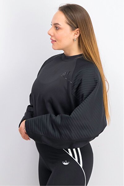 adidas سويت شيرت رياضي نسائي بأكمام طويلة للتدريب، أسود