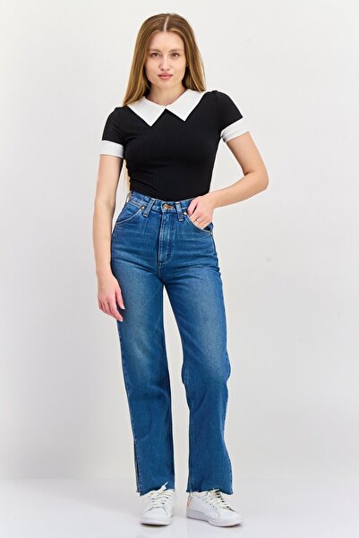 WRANGLER Women Regular Fit Mid Rise Straight Leg No Stretch Jeans, Mid Blue