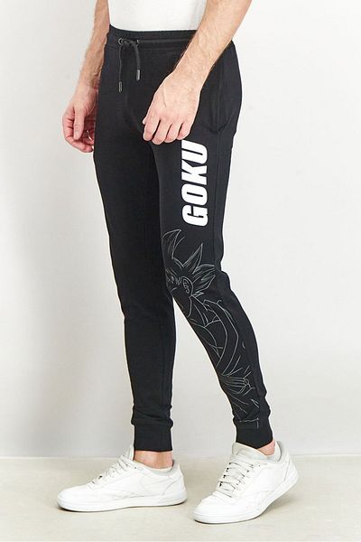 Dragon Ball Z Men Graphic Print Drawstring Pants, Black