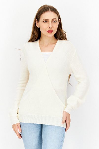 NA-KD Women Surplice Neck Long Sleeve Knitted Sweater, Cream