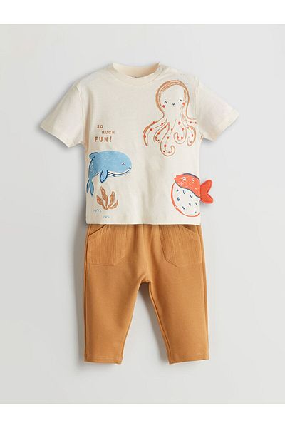 LC Waikiki Printed Baby Boy T-Shirt and Pants 2-Pack