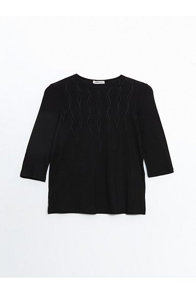 LC Waikiki Γυναικεία μπλούζα LCW Grace Crew Neck Stone