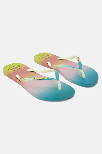 Havaianas نعال نسائية من طراز 2 Sunset Slip On Slip، باللون الأخضر الليموني