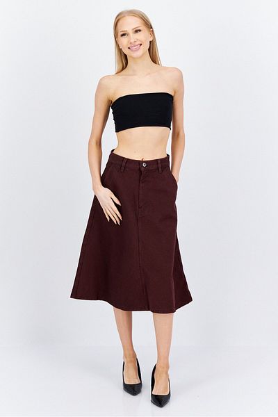 Levi's Women Textured Midi Denim Skirts, Burgundy