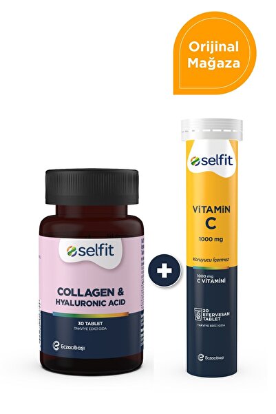 Selfit Kolajen & Hyaluronik Asit 30 Tablet +  C Vitamini 1000 mg 20 Efervesan Tablet