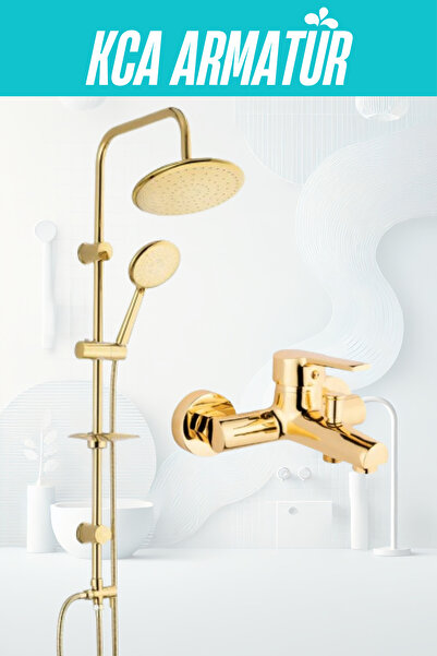 KCA ARMATÜR Kca Gold Robot Duş Seti Ve Banyo Bataryası Musluğu Çeşmesi Garant...