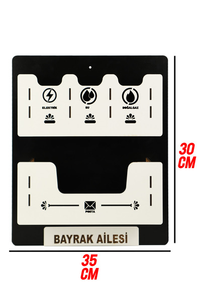 kutuTR Apartman Ortak Fatura & Posta Kutusu Ahşap - Siyah Beyaz