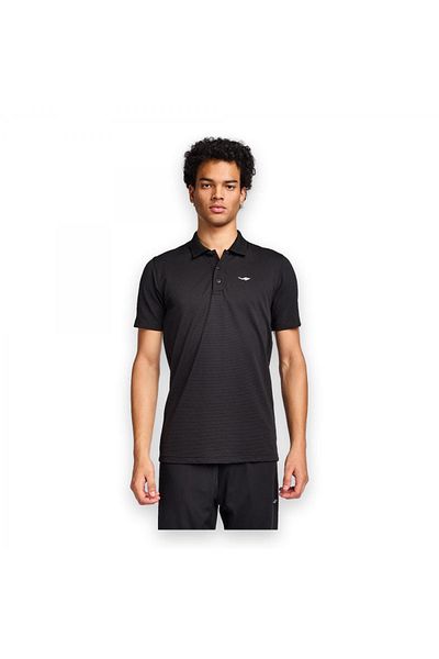 Lescon 25S1275 Ανδρικό μπλουζάκι με κοντό μανίκι Polo Neck T μαύρο