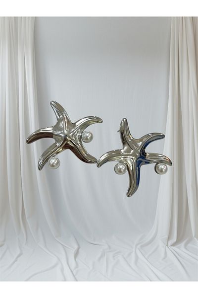 Store Starfish earrings with steel pearls