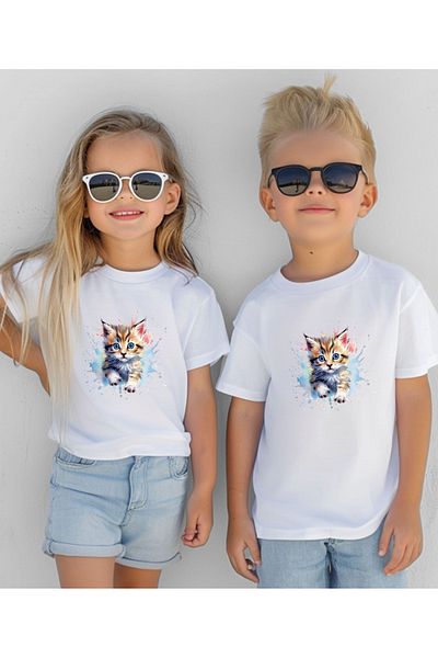 ASELİNDA Tricou COPII IMPRIMAT PISICĂ