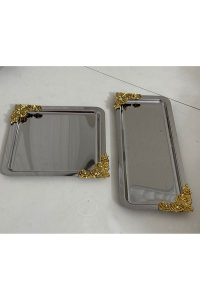 Elzemm store 1 Piece Baton 1 Piece Square Gold Accessory Steel Presentation Table Service