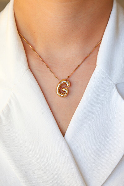 Brillo قلادة من الفولاذ الذهبي موديل بالون الرسالة