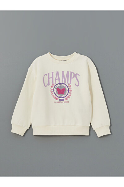 LC Waikiki Hanorac gros pentru fete LCW Kids Ecru Crew Deck