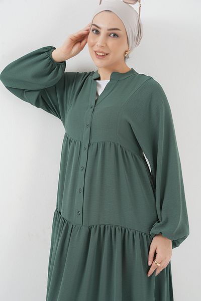 Bigdart 2423 Model Authentic Patterned Dress - Light Green