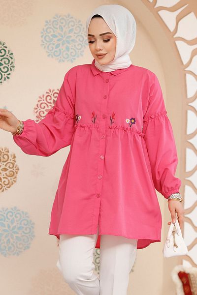 Neva Style Fushia Hijab Tunic with Embroidery Pattern 40603F