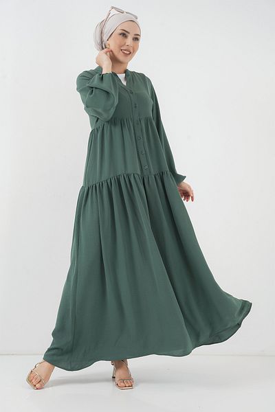Bigdart 2423 Model Authentic Patterned Dress - Light Green