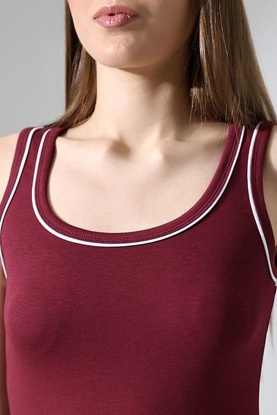 Endies Women's Tank Top with Thick Straps Closed Back Sleeveless 21870 Claret Red