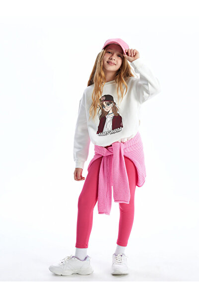 LC Waikiki LCW Kids Crew Neck για κορίτσια Crop χοντρό φούτερ