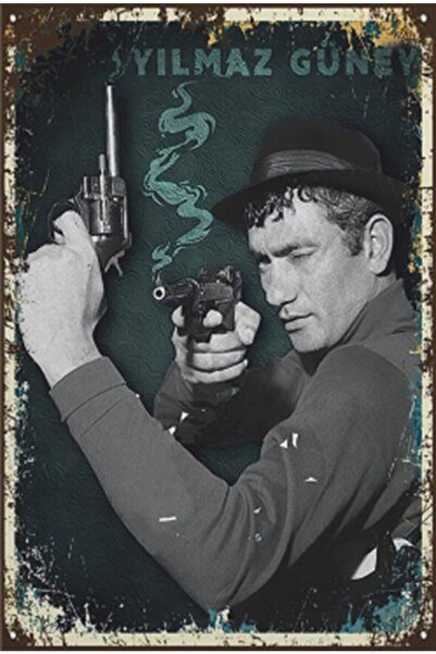 bin ler ce tablo Yılmaz Güney Silah Sinema Yeşilçam Retro Ahşap Poster