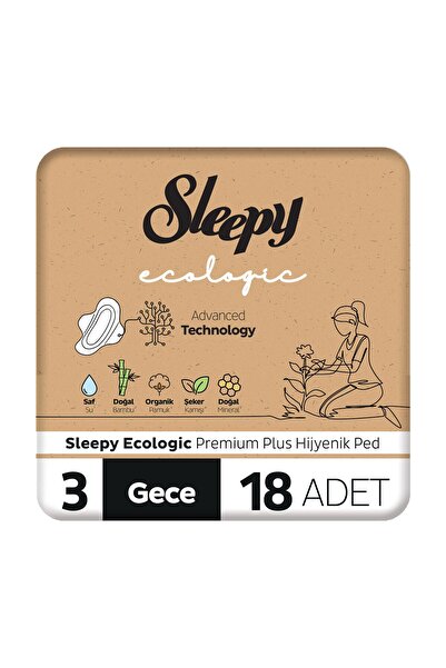 Sleepy Ecologic Premium Plus Hijyenik Ped Gece 18 Adet Ped