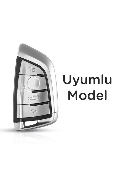 Luxe Aksesuarr Bmw Fem Model F10-F30 -F11- F90 Compatible Smart 4 Button Protection Key Control Silicone Case Black