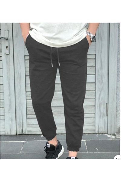yg ydn giyim Pantaloni de sport unisex negri cu picioare elastice Jogger