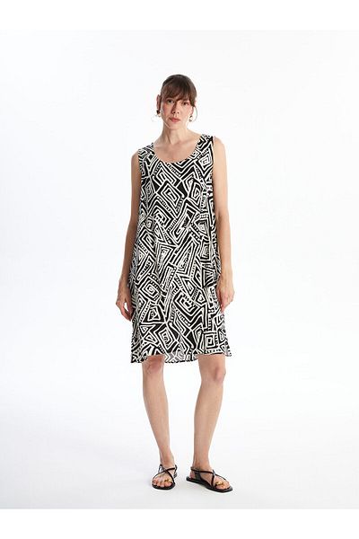 LC Waikiki Crew Neck Patterned Women's Dress