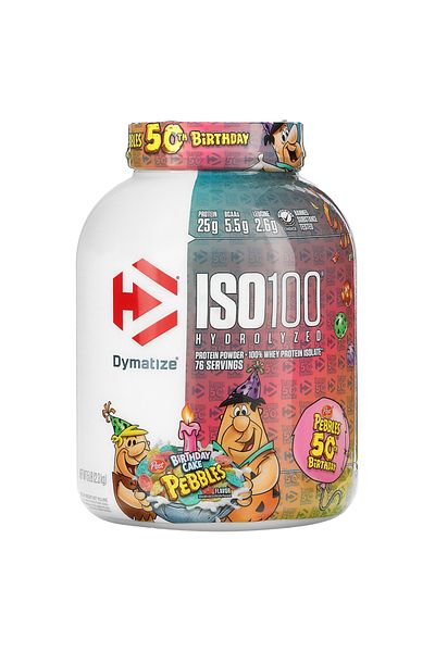 Dymatize بروتين مصل اللبن المعزول المائي ISO 100، Birthdaycake Pebbles، 5 رطل