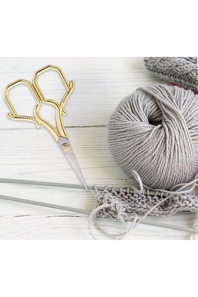 OZN AKSESUAR Ribbon Opening Embroidered Scissors for Special Occasions - Promise Engagement, Gold Color
