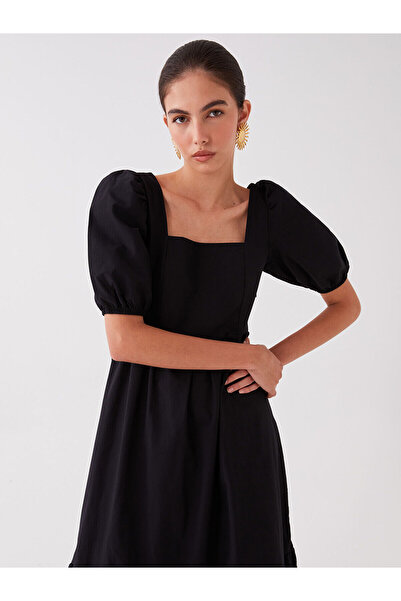 LC Waikiki LCW Ležérní dámské šaty s rovným balonovým rukávem s čtvercovým výstřihem