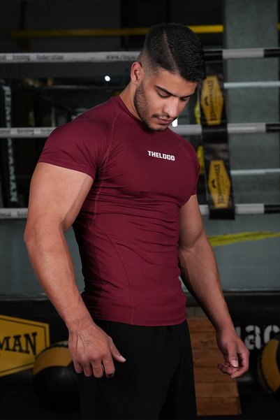 Thelood Burgundy Short Sleeve Compression Body Shaping Tshirt