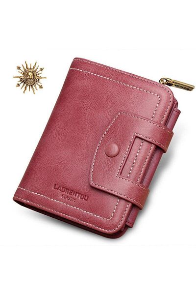 Laorentou Cucinelli Genuine Leather Italian Made Zippered Women's Wallet - Women's Card Holder