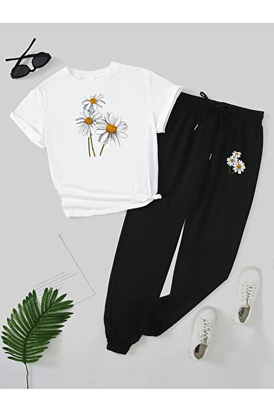 Frisson Set de vară imprimeu floral pentru femei: Papatya cu imprimeu tricou ...