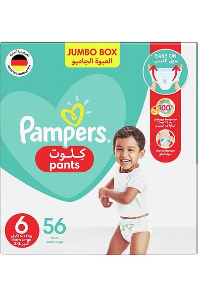Pampers Aloe Vera, Size 6, Large, 16+kg, Jumbo Pack, 56 Pants Diapers