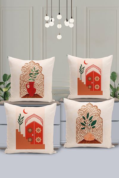 Filamente Set de huse de pernă cu model special Ramadan din 4 piese - imprimate digital pe două fețe