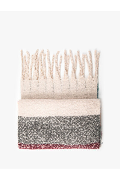 Koton Eșarfă cu ciucuri cu textura moale Bloc de culoare