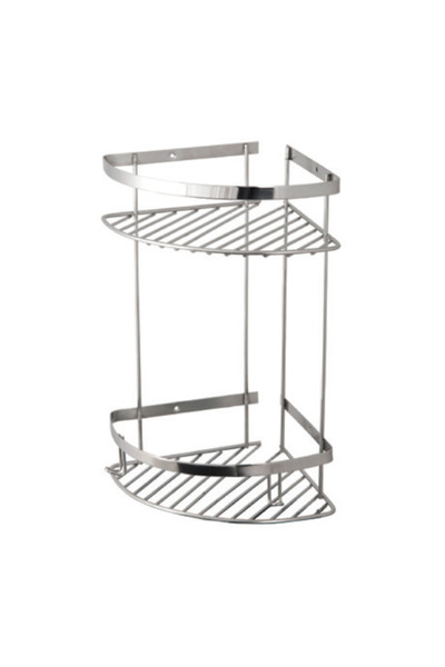 MK YAPI MARKET حامل شامبو زاوية مزدوج ستانلس ستيل 18×18 سم