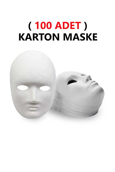 Hobialem 100 Adet, Karton Maske, Boyanabilir, Eğitici Maske Boyama, Etkinlik Ve Hobi Maskesi