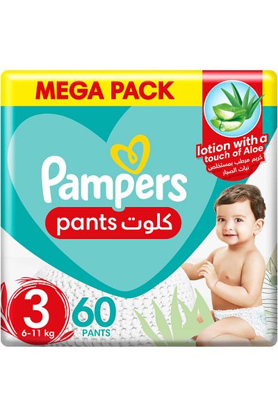 Pampers Aloe Vera, Size 3, Midi, 6-11kg, Mega Pack, 60 Pants Diapers