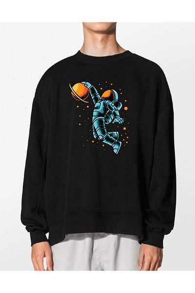MODA Astronaut Basketball Player Designed Raised Sweatshirt