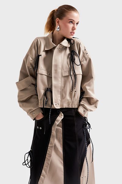 its basic Γυναικείο μπουφάν σε μπεζ χρώμα Oversize Design