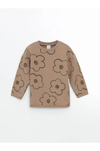LC Waikiki LCW baby Ecru Crew Neck Floral Baby Girl Φούτερ 2 τεμαχίων