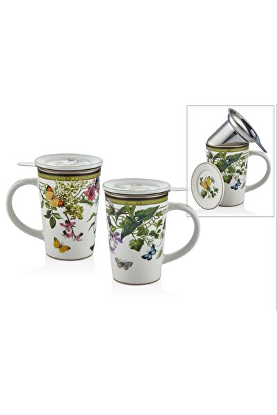 esdekor Muse Garden - 8,4X12,3Cm Porcelain Filtered Mug 1 Piece
