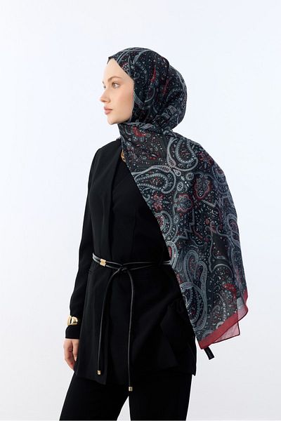 MİRSOY SCARF Σάλι με έθνικ σχέδιο - Μοτίβο Mihra-Βουργουνδία