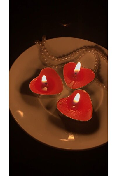 MİNGODAN 1 Adet Kalp Tealight Mum Kırmızı Gül Kokulu Buhardanlık ve Şamdanlık...