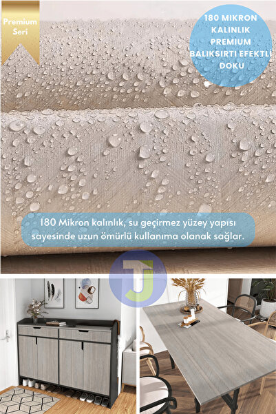 Technojet Kendinden Yapışkanlı Dokulu Balıksırtı Desen Premium Mutfak Duvar Dolap Kaplama 60cmX100cm