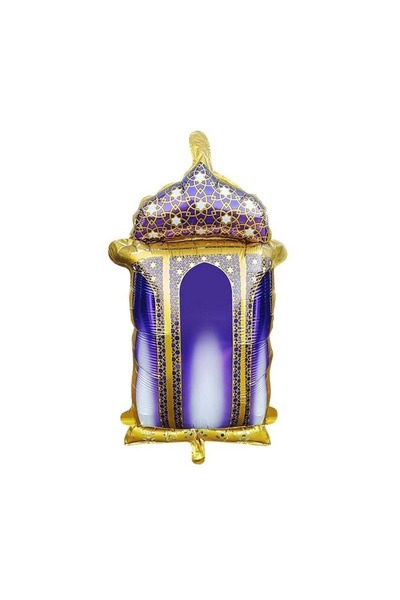 Partimarka بالون فويل باللون الأرجواني مع مصباح رمضان