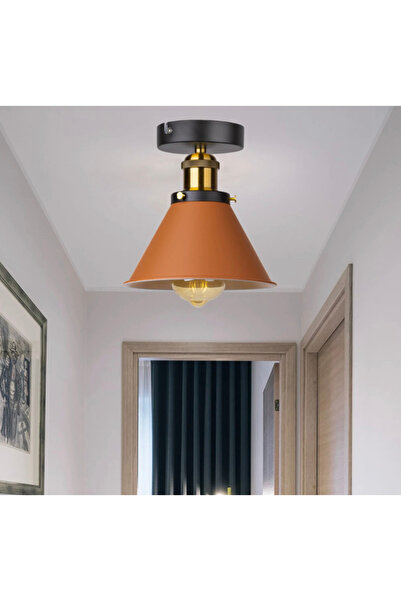 Rsylight Rys Retro Metal Tavan Plofyoner Turuncu Dekotatif Rustik Avize Çap:1...