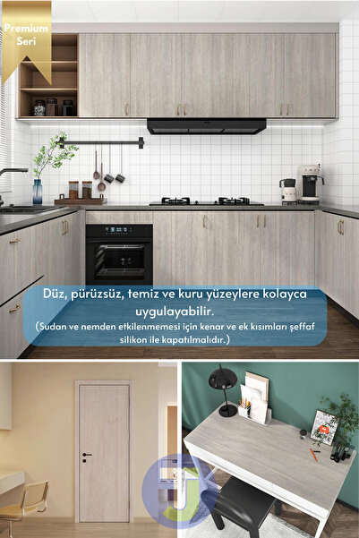 Technojet Kendinden Yapışkanlı Dokulu Balıksırtı Desen Premium Mutfak Duvar Dolap Kaplama 60cmX100cm