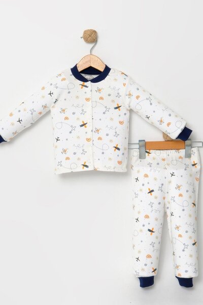 Cantoy Erkek Çocuk  Baskılı Pamuklu 2'li Pijama Takımı